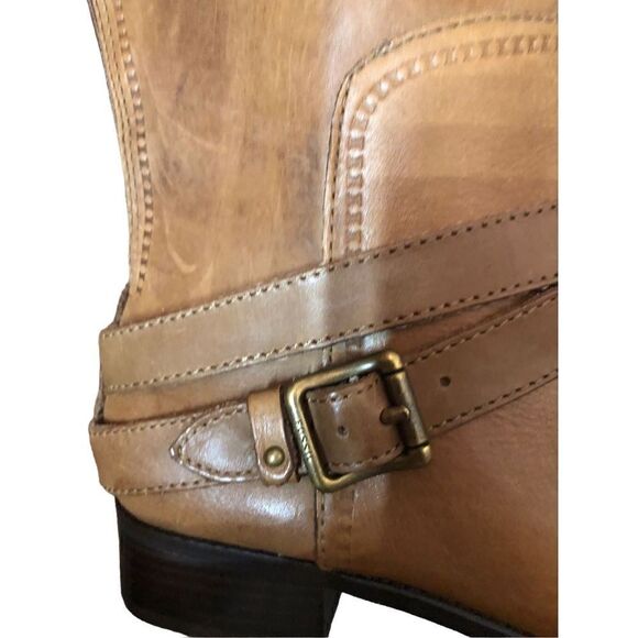 Fossil Zena back zipper calf caramel riding boots - Picture 6 of 13